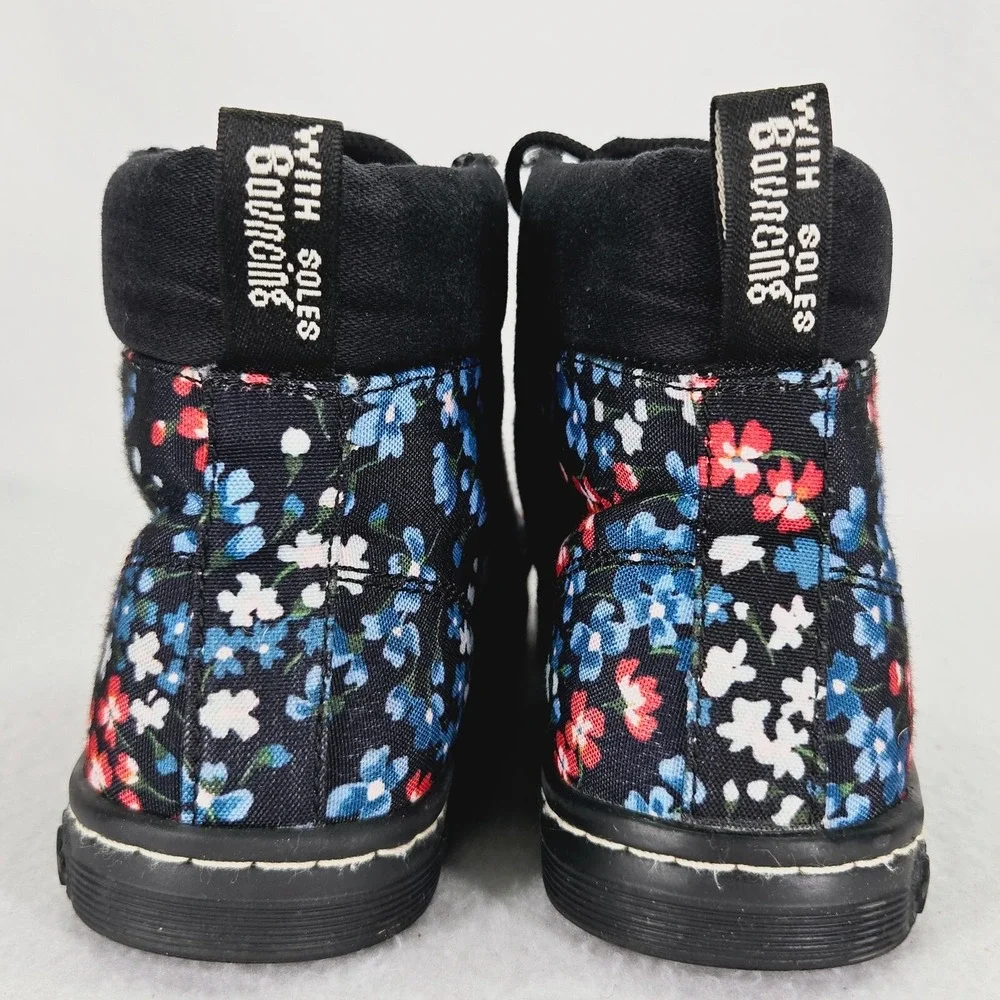 Dr‎ Martens Shoes Womens 7 Maelly Black Floral Canvas Boots Sneakers Air Walk